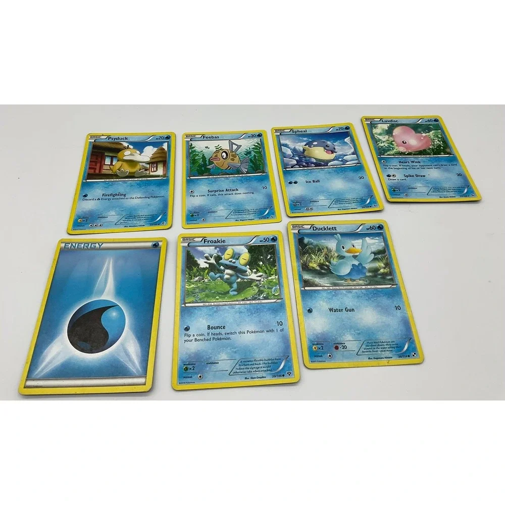 Pokemon Water Type Card Lot 7pc Froakie Psyduck Spheal Luvdisc TCG Mixed Set